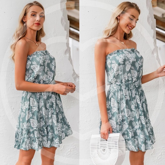 Floral Print Tube Dress - Picture 2 of 3